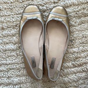 PRADA Ballerina Flats Gold Silver SZ 41